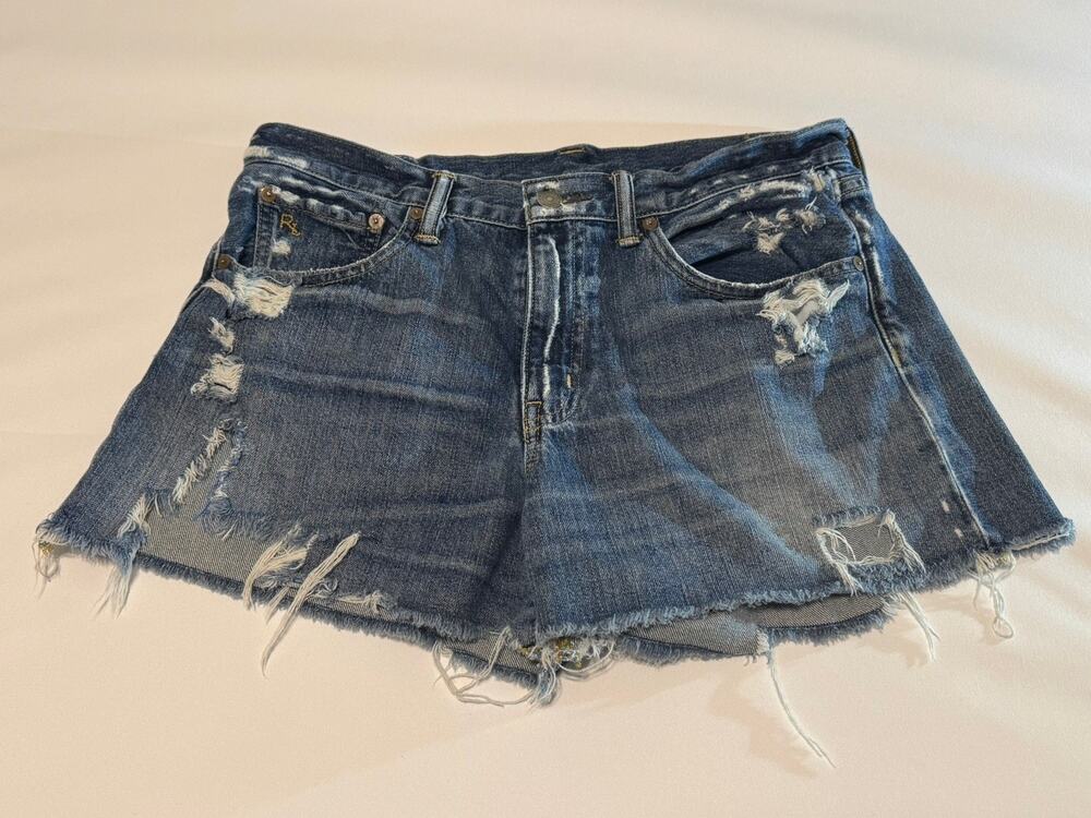 Polo Ralph Lauren Denim Shorts Women's Size 28 Blue Crosby Cutoff Distressed